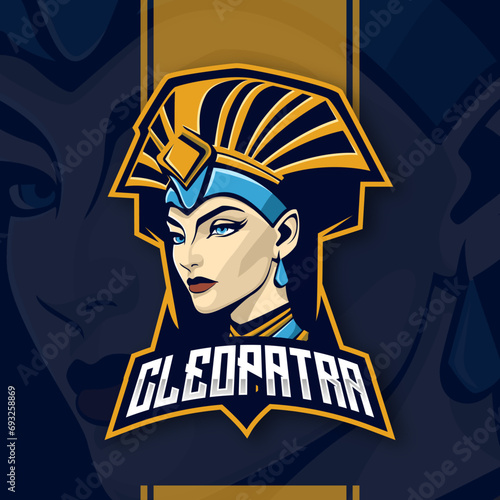 Cleopatra mascot esport logo design
