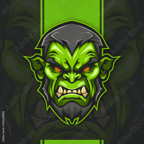 Green monster esport logo template 
