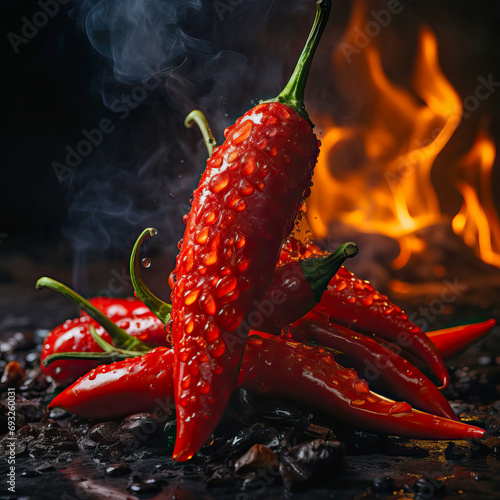 Fiery red hot chili peppers...