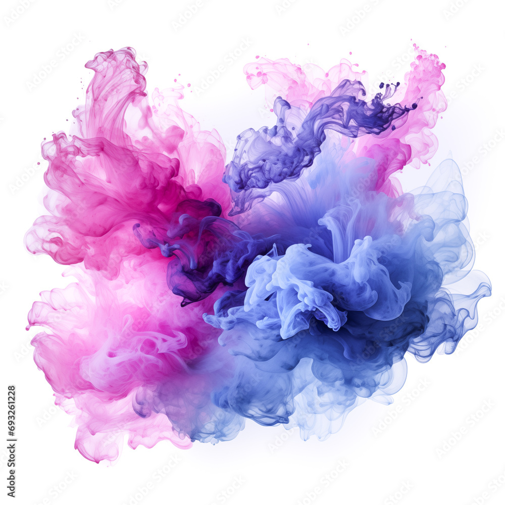 Fototapeta premium Abstract pink party fog. Isolated blue, teal, purple , aqua smoke cloud or think cloud. 3D special effects fog clouds graphic for white background, magic birthday clip art by Vita