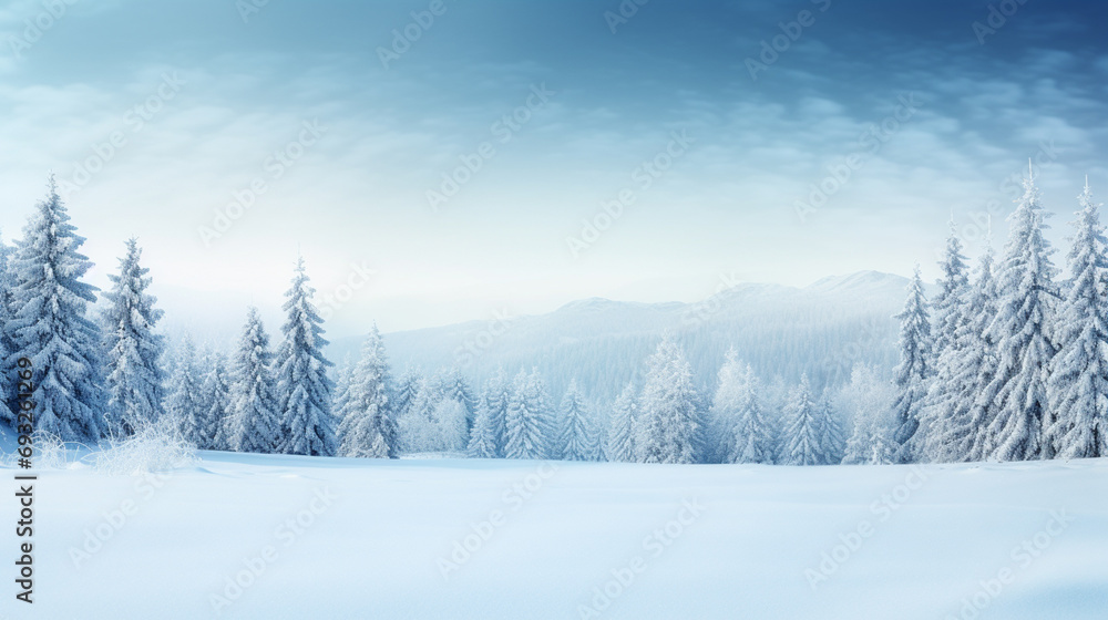 Fototapeta premium Winter background with copyspace. Generative AI.