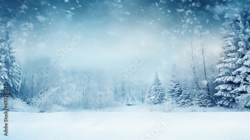Winter background with copyspace. Generative AI. © BoszyArtis