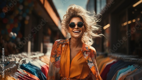 portrait of happy young woman at the mall shopping with a smile