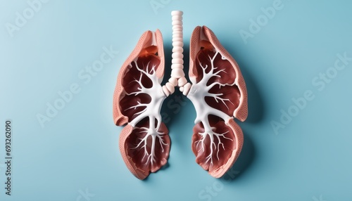 A 3D model of a heart and lungs on a blue background photo