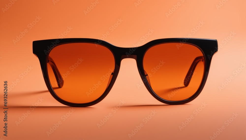 A pair of sunglasses with orange lenses A pair of sunglasses with orange lenses