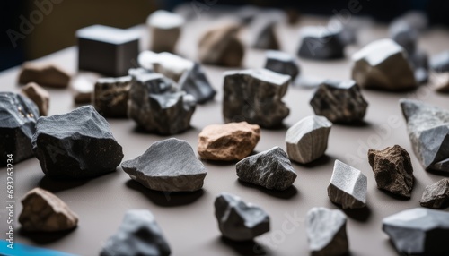 A collection of rocks on a table