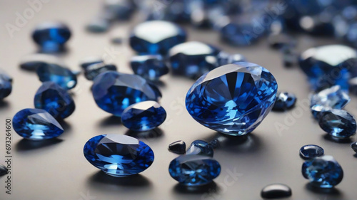 Blue sapphire gems stone | gem business | Diamonds on blue background photo