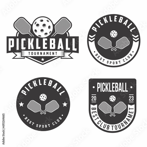 Pickleball logo collection, emblem set collections. Pickleball logo badge template bundle

