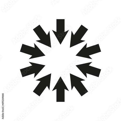Group of arrows following a circle pointing inwards. Vector illustration. EPS 10.