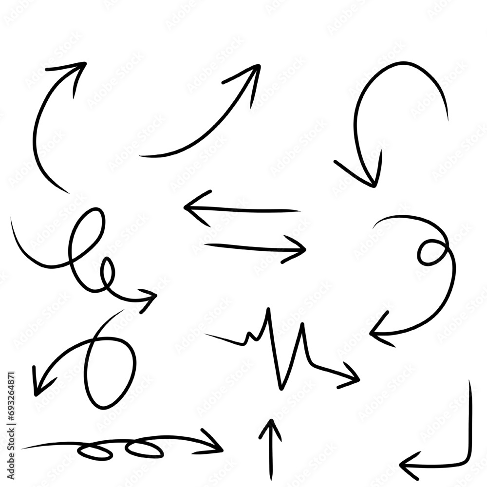 hand drawn arrow icon set isolated on white background doodle vector illustration hand drawn arrow icon set isolated on white background doodle vector illustration