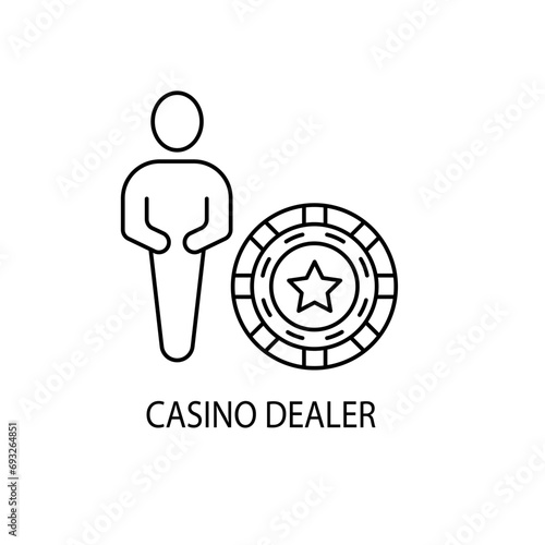 Casino dealer concept line icon. Simple element illustration. Casino dealer concept outline symbol design.