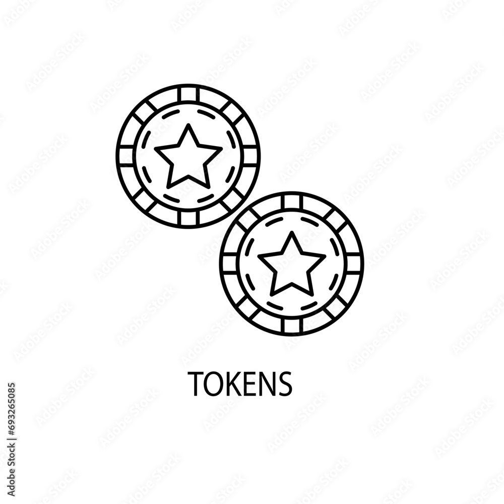 tokens concept line icon. Simple element illustration. tokens concept outline symbol design. tokens concept line icon. Simple element illustration. tokens concept outline symbol design.