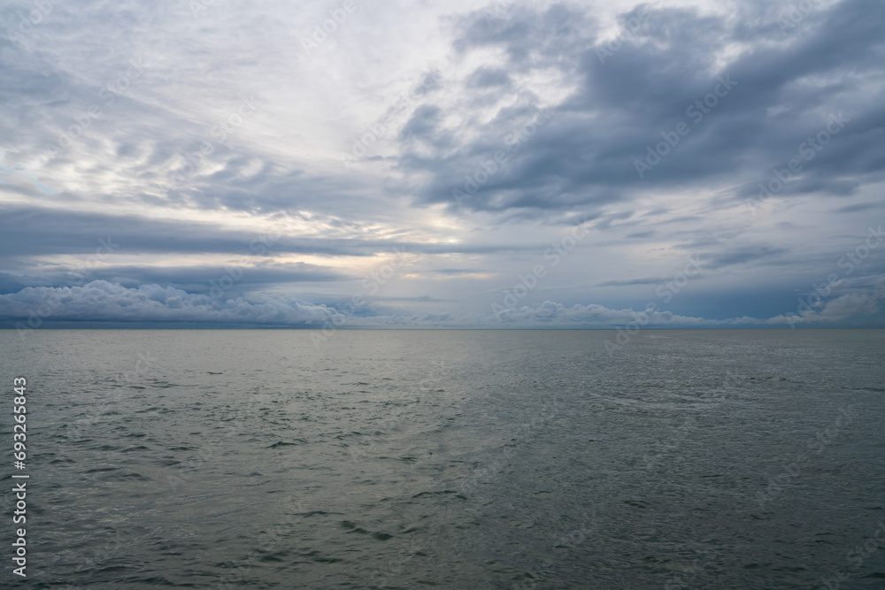 Black Sea on the coast of Sochi against the sunset sky, Sochi, Krasnodar Krai, Russia
