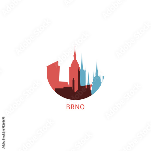 Brno cityscape skyline city panorama vector flat modern logo icon. Czech Republic  region town emblem idea with landmarks and building silhouettes