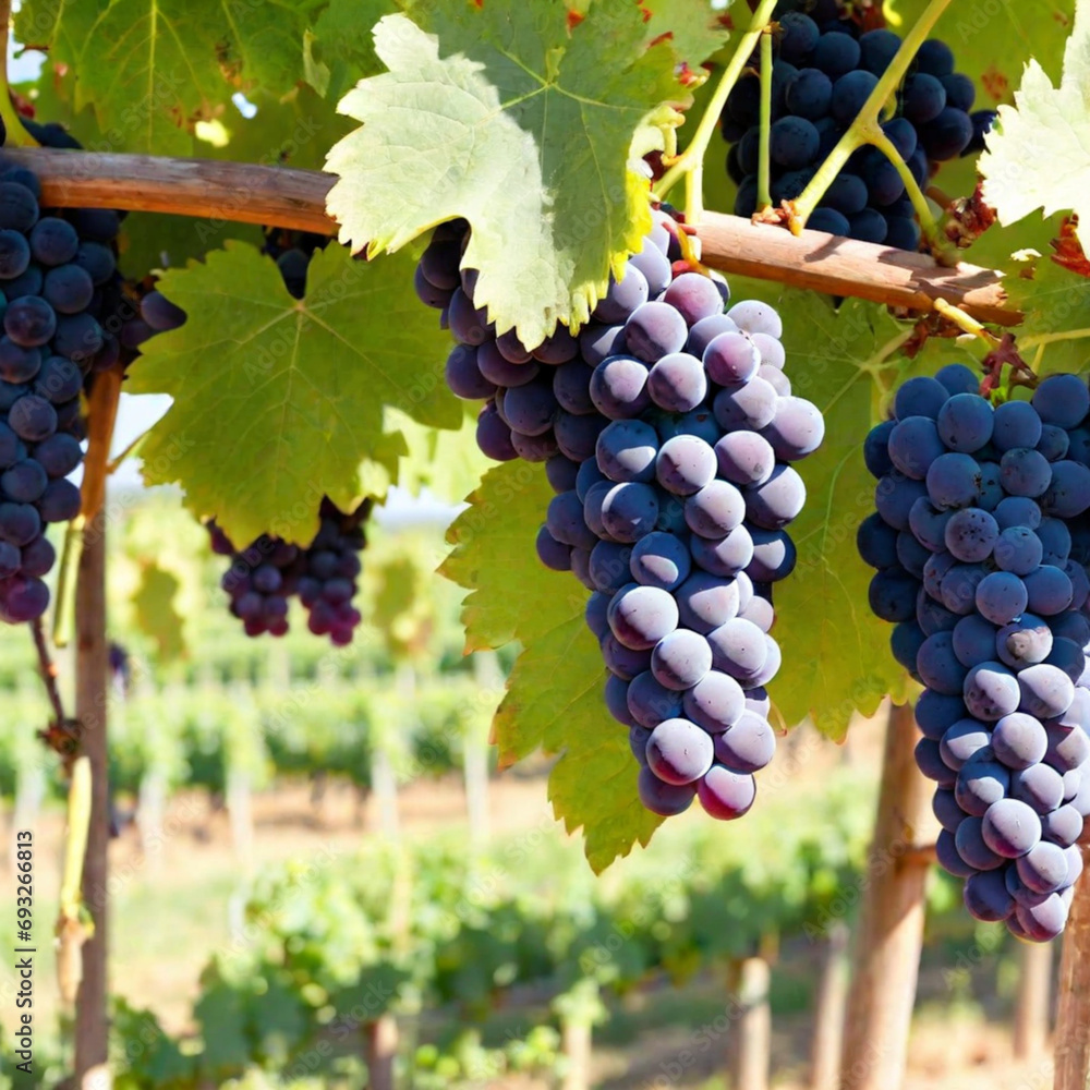 Fototapeta premium grapes on vineyards, sunlight