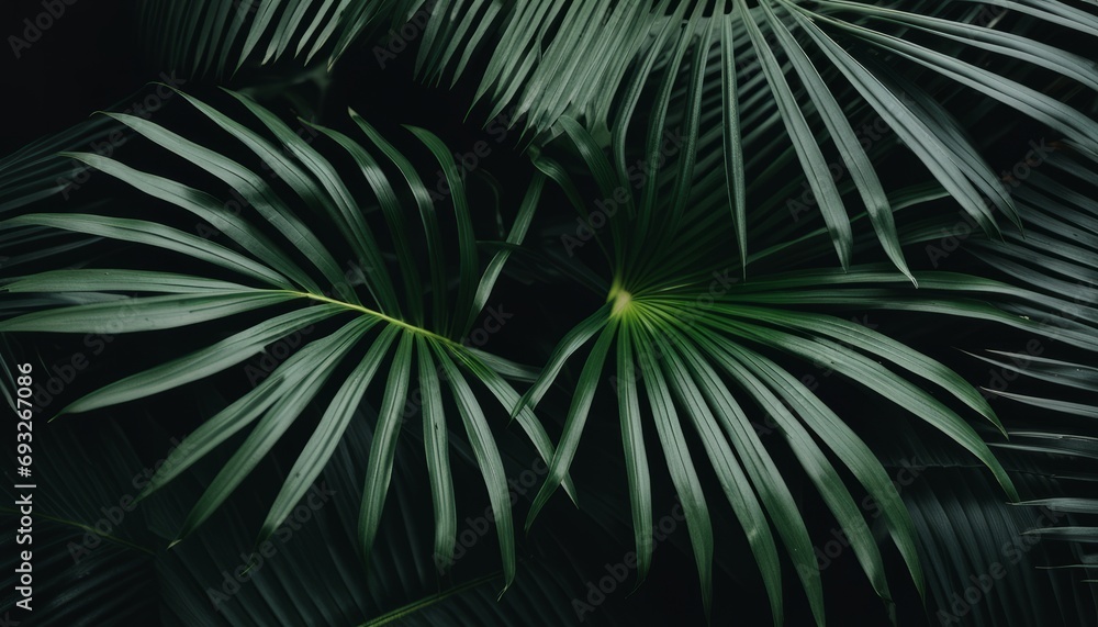 Fototapeta premium A green palm tree with leaves