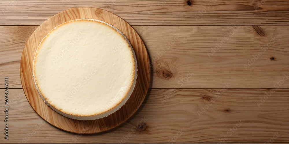 Cheesecake on a wooden surface