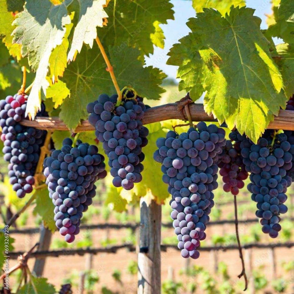 Fototapeta premium grapes on vineyards, sunlight