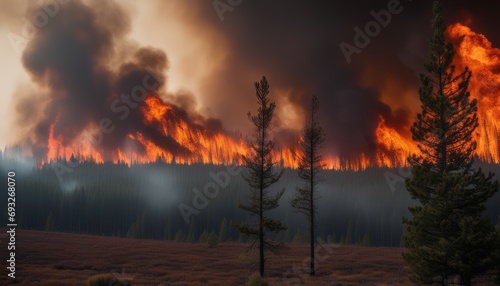 A forest fire rages in the distance © vivekFx