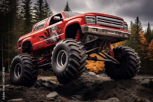 Monster Truck driving off-road outdoors