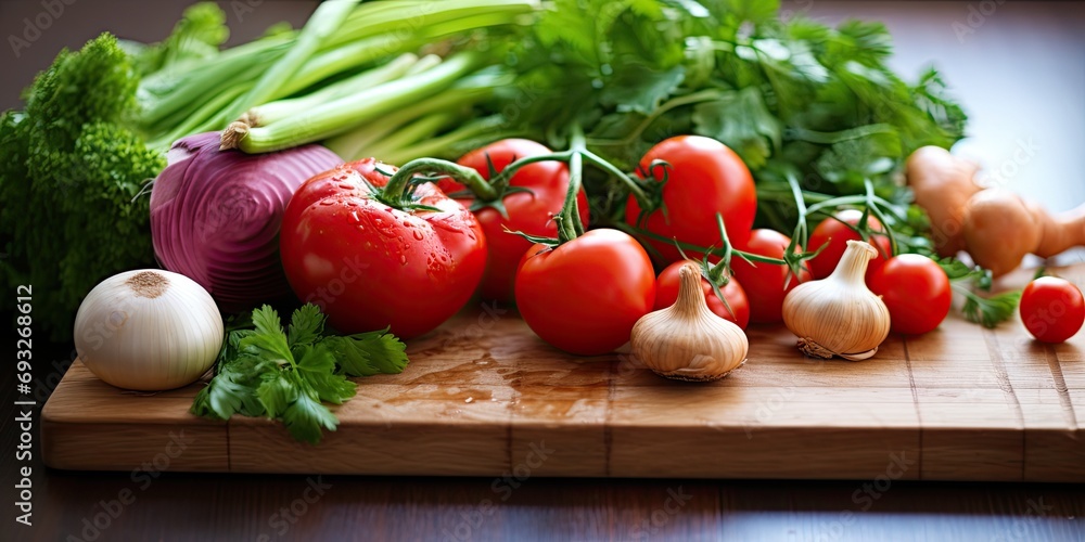 Kitchen's vegetables on a cutting board. Nutritious. Kitchen's vegetables on a cutting board. Nutritious.