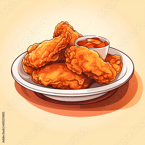 Hand drawn cartoon delicious fried chicken illustration picture 