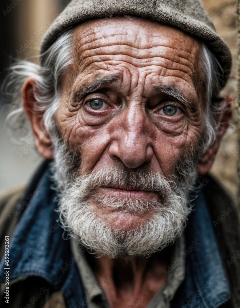 Photo of old man, homeless, closeup, weathered tired face
— in high resolution Photo of old man, homeless, closeup, weathered tired face
— in high resolution