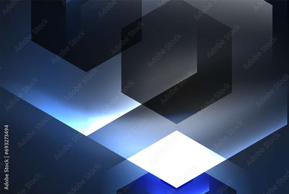 Fototapeta premium Arrow hexagon neon light glowing shapes background. Vector illustration For Wallpaper, Banner, Background, Card, Book Illustration, landing page