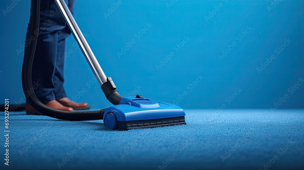 Vacuum high pile carpet, vacuum cleaner. - obrazy, fototapety, plakaty 