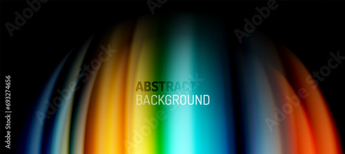 Rainbow color wave lines on black. Techno or business abstract background for posters, covers, banners, brochures, websites