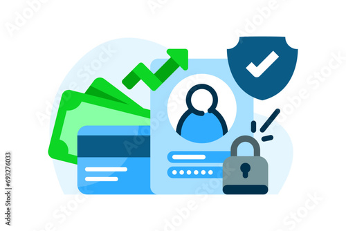 financial investment account security data protection concept illustration flat design vector. modern graphic element for landing page ui, infographic, icon
