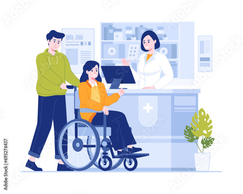 Doctor pharmacist consulting patient