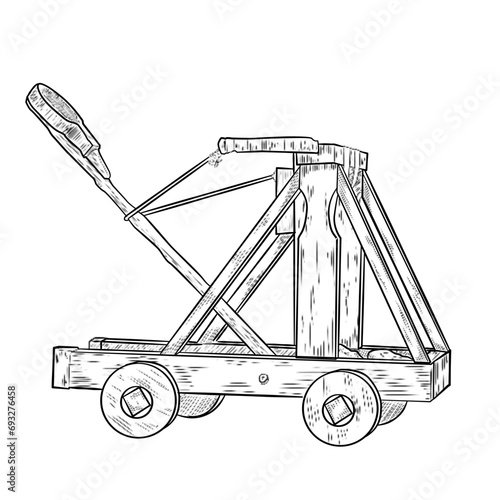 medieval catapult handdrawn illustration