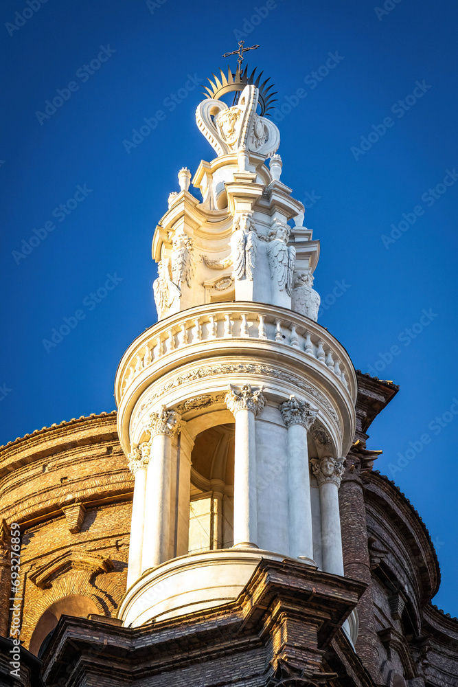 Beautiful sculptures and architecture of buildings in Rome