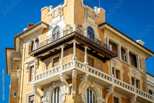 Famous Quartiere Coppede building in Rome summer day