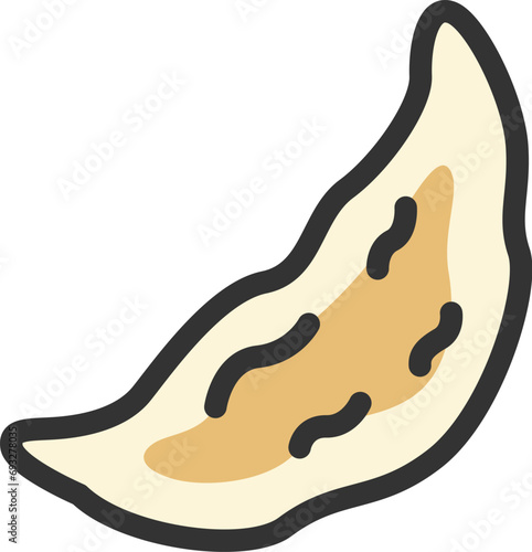 餃子のアイコン（線画カラー）のイラスト
