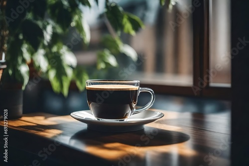 cup of tea on the glass window