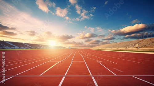 Athletics track, ready for competition. Without people