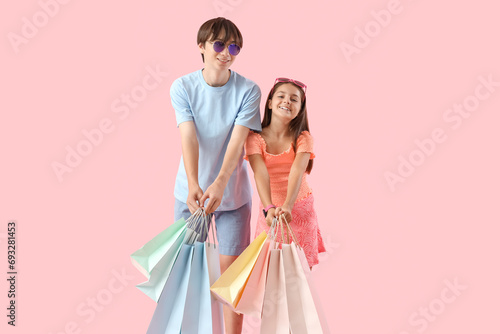 Cute girl and her brother w...