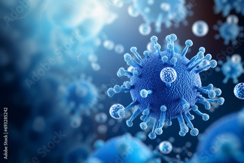 Coronavirus close-up, winter flu virus outbreak health concept illustration