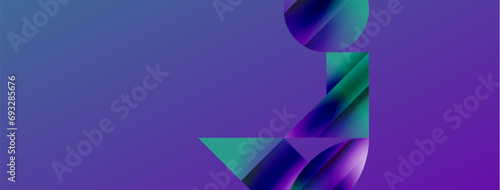 Serene gradient template. Circles and triangles mingle in minimalist perfection. Gentle fusion of forms and hues creates balanced yet captivating backdrop, embodying modern sophistication