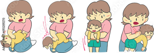 喉に異物を詰まらせた子どもの応急手当をするお母さん＿まとめ