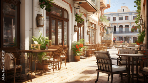 Fototapeta Naklejka Na Ścianę i Meble -  street cafe in the old town