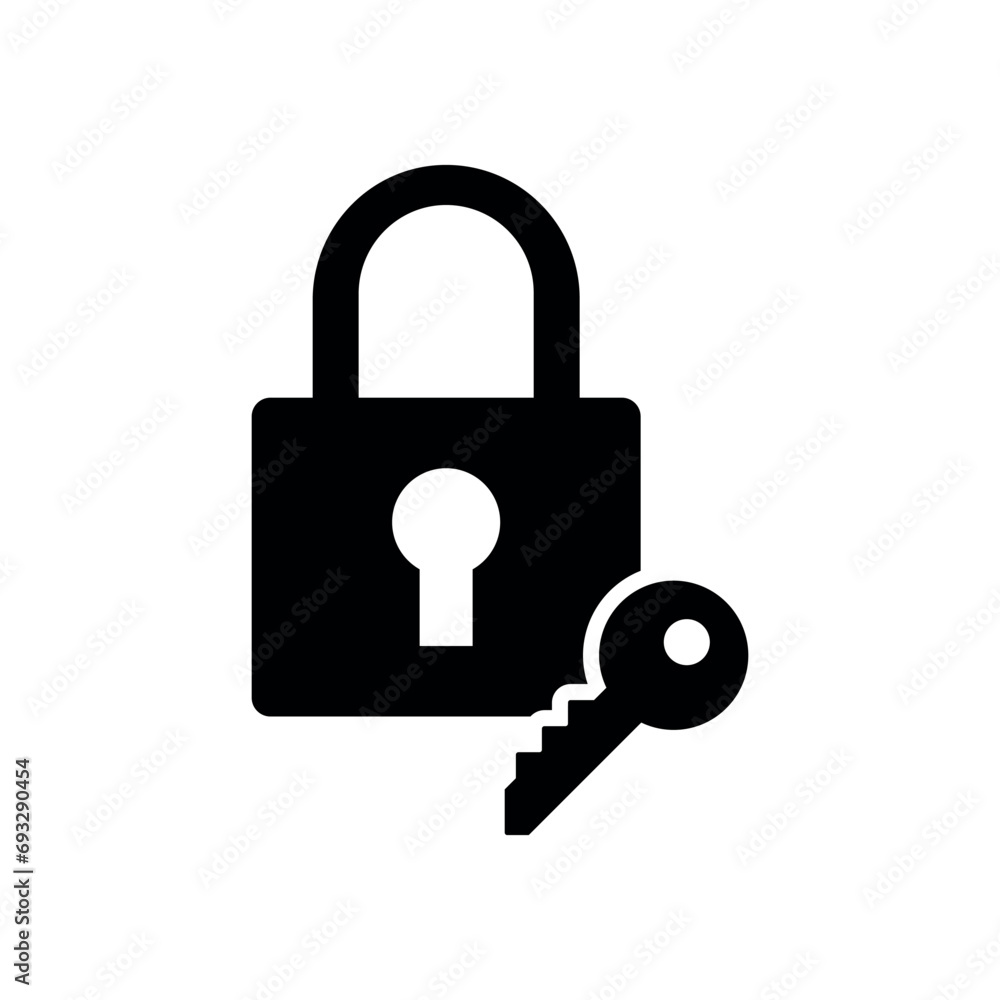 Padlock with key icon vector illustration. Protection on isolated background. Unlock sign concept. Padlock with key icon vector illustration. Protection on isolated background. Unlock sign concept.