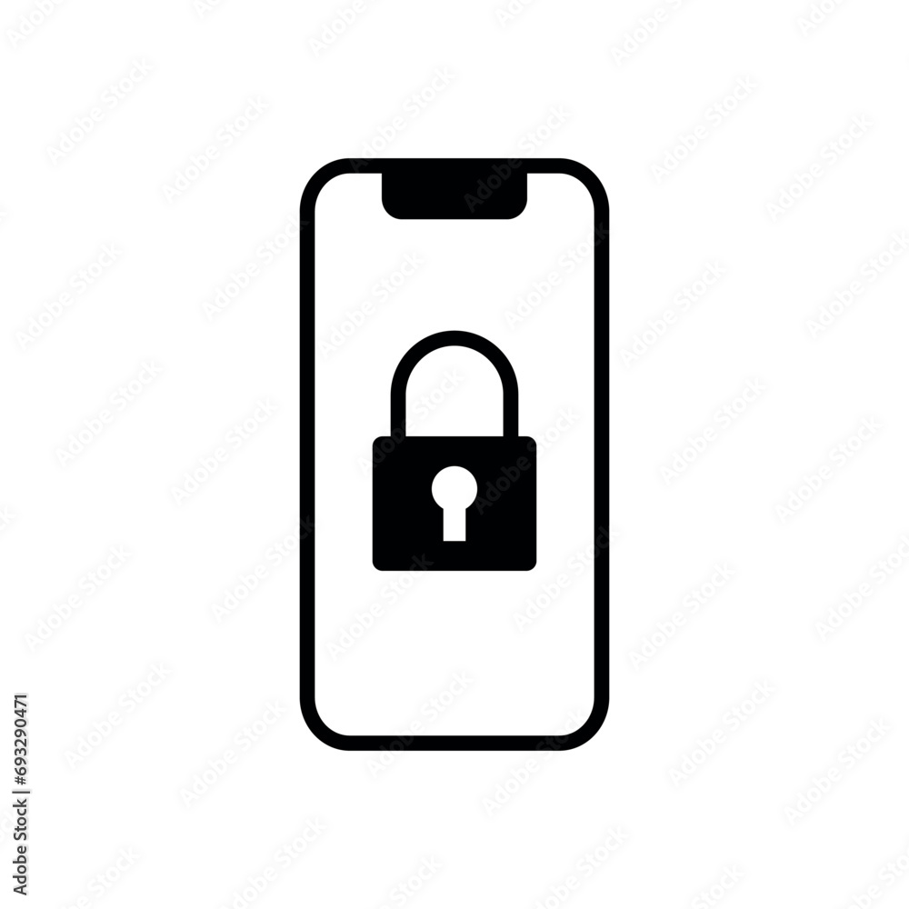 Phone with lock icon vector illustration. Protection on isolated background. Unlock sign concept. Phone with lock icon vector illustration. Protection on isolated background. Unlock sign concept.