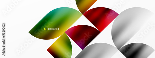 Minimalist geometric background featuring metallic round triangles, delivering sleek and modern visual aesthetic with emphasis on clean, metallic forms for wallpaper, banner, background, landing page