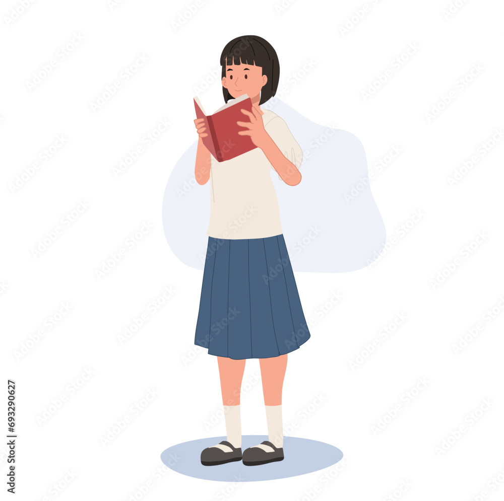 Knowledge Seeker concept. Thai Student in Uniform Reading Book. Education. Studying Achievement Knowledge Seeker concept. Thai Student in Uniform Reading Book. Education. Studying Achievement