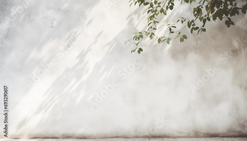 白い壁と植物の影。AI生成画像 photo