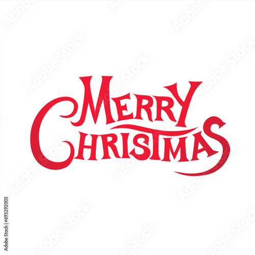 Merry christmas lettering isolated on white background