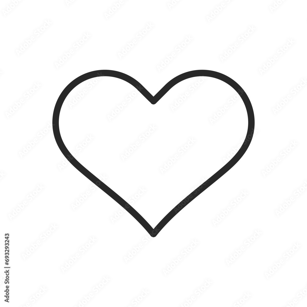 Linear Vector Elegant Heart Icon. Chic Love Emblem, Exquisite Valentine's Symbol, Graceful Romance and Stylish Affection Vector Pictogram.